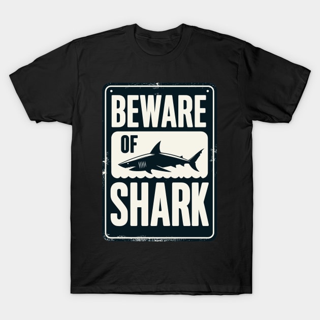 Vintage Beware of Shark T-Shirt by TomFrontierArt